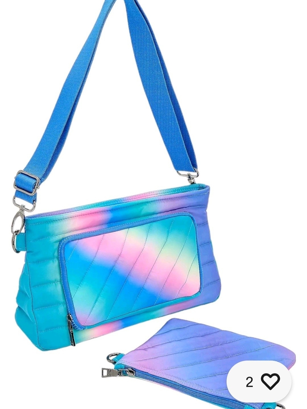 THINK ROYLN Blue-Pink Gradient Crossbody Bag with Removable Pouch
